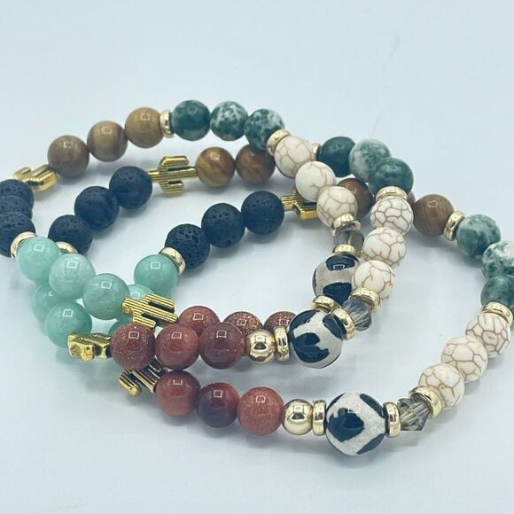 Desert cowgirl bling beaded stretch bracelet ONE NEW sandstone lava amazonite wo - Picture 3 of 7